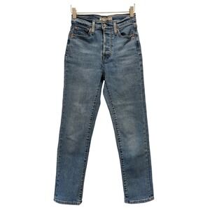 Levi's Wedgie Straight Jeans Women 24 Blue 90's High Rise Button Fly *read